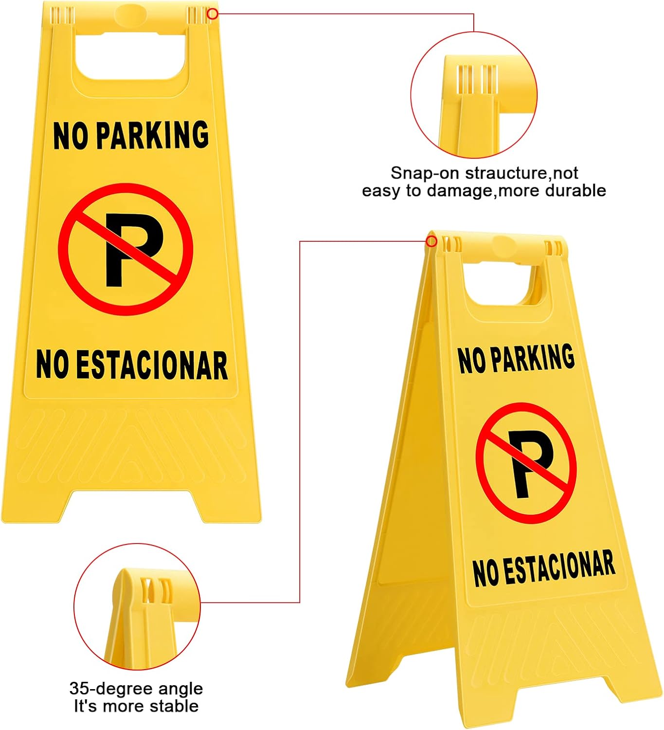 2 Letreros No Estacionamiento Bilingüe 23x10" Plástico