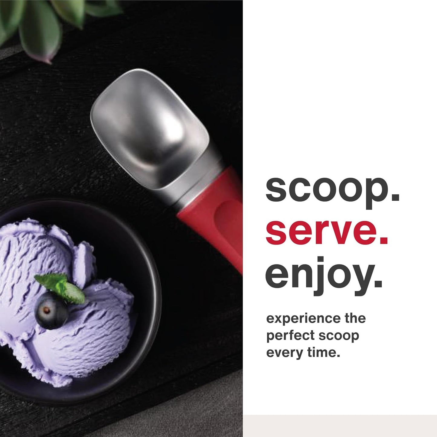 Cuchara helado acero inox lavavajillas mango ecológico color baya
