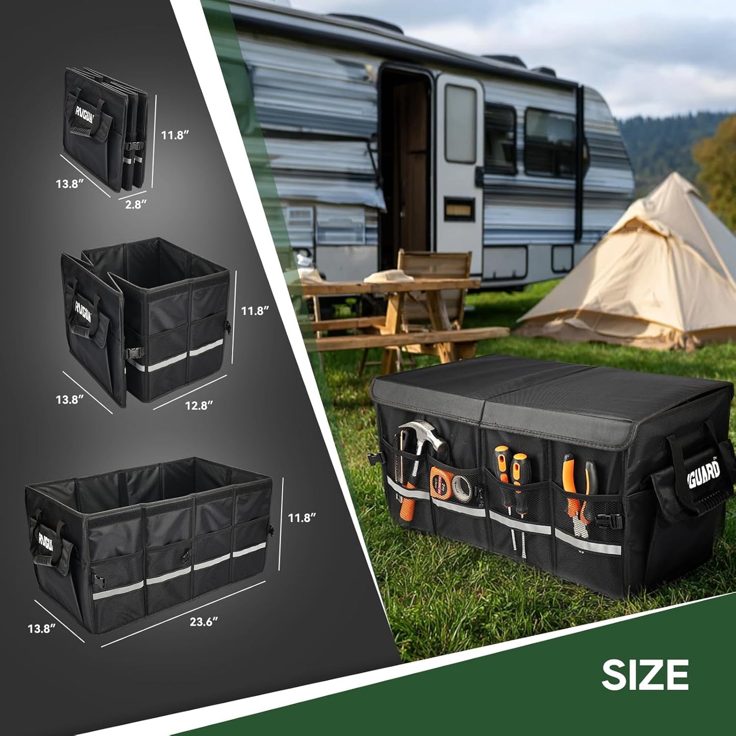 Organiz. maletero RV con divisores plegable impermeable