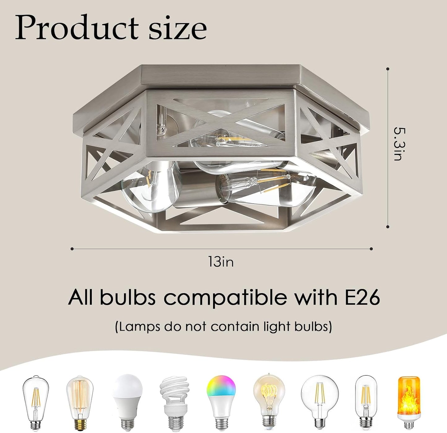 Lámpara techo níquel cepillado 13pulg 3 luces empotrado set