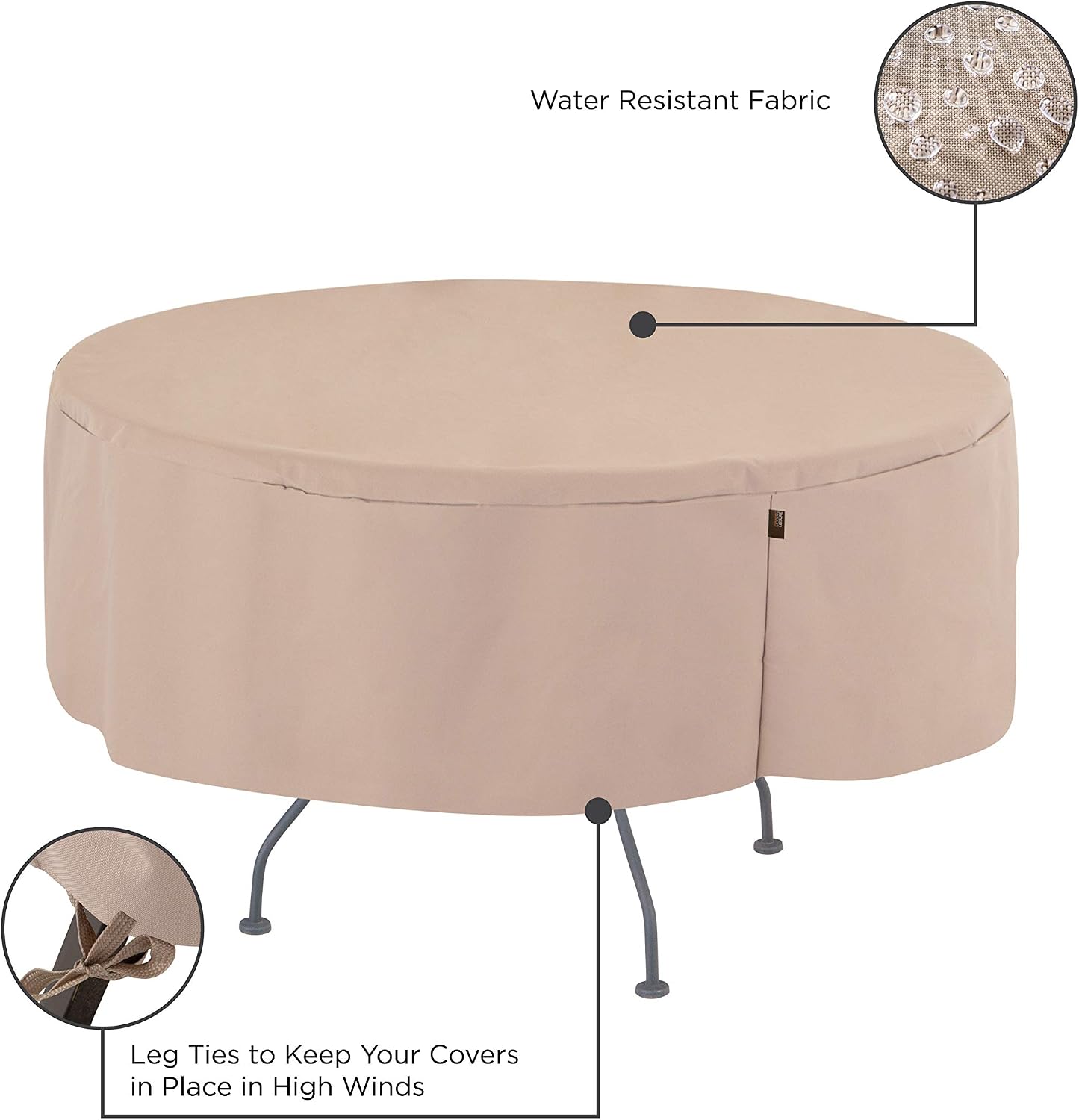 Mesa redonda para patio cubierta resistente al agua beige