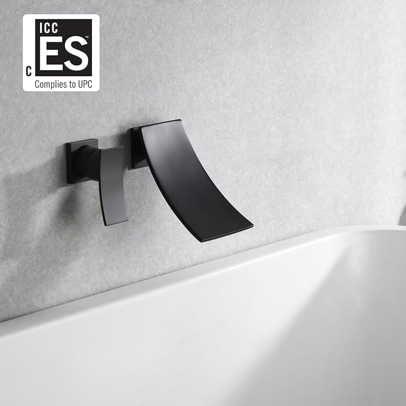 Grifo bañera negro pared llenador izquierdo manija