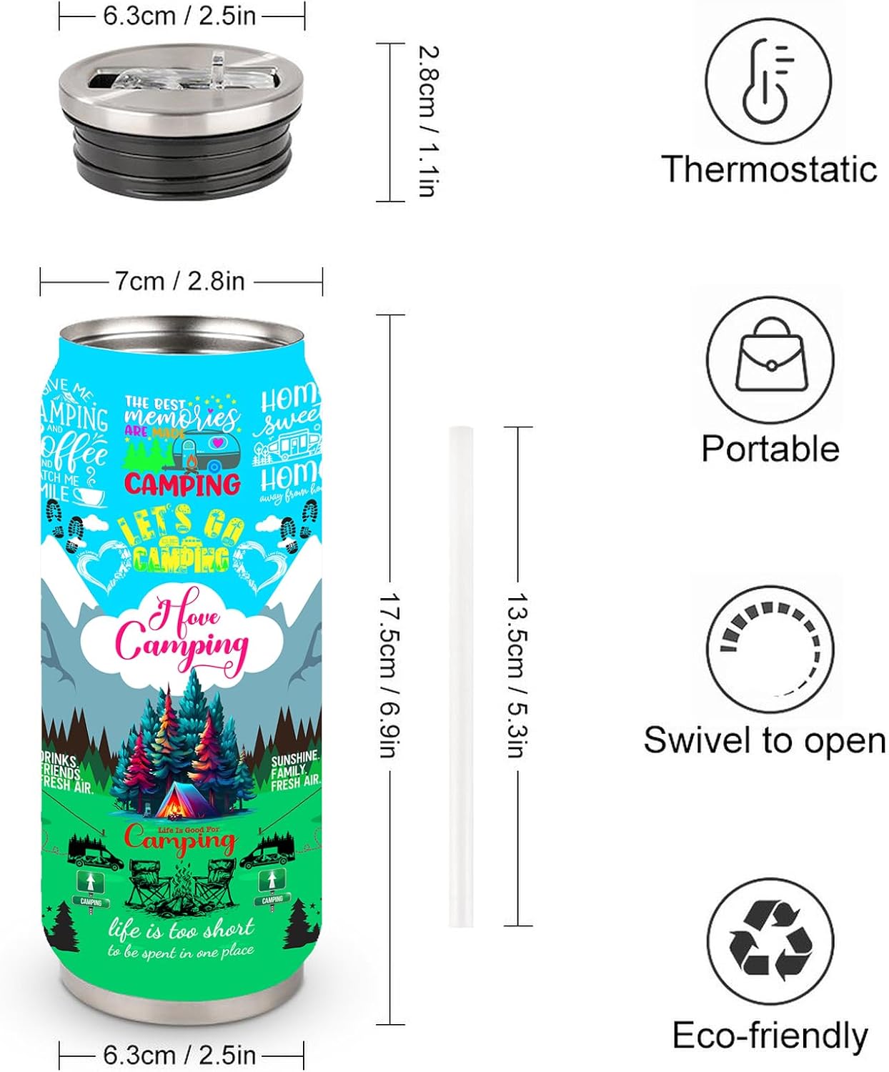 Vaso térmico 17oz regalo para campistas hombres y mujeres