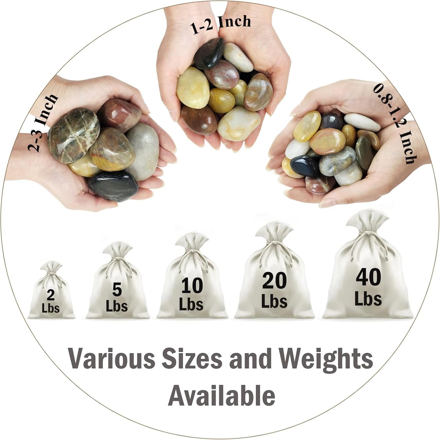 Rocas río 5lb decorativas para macetas jardín