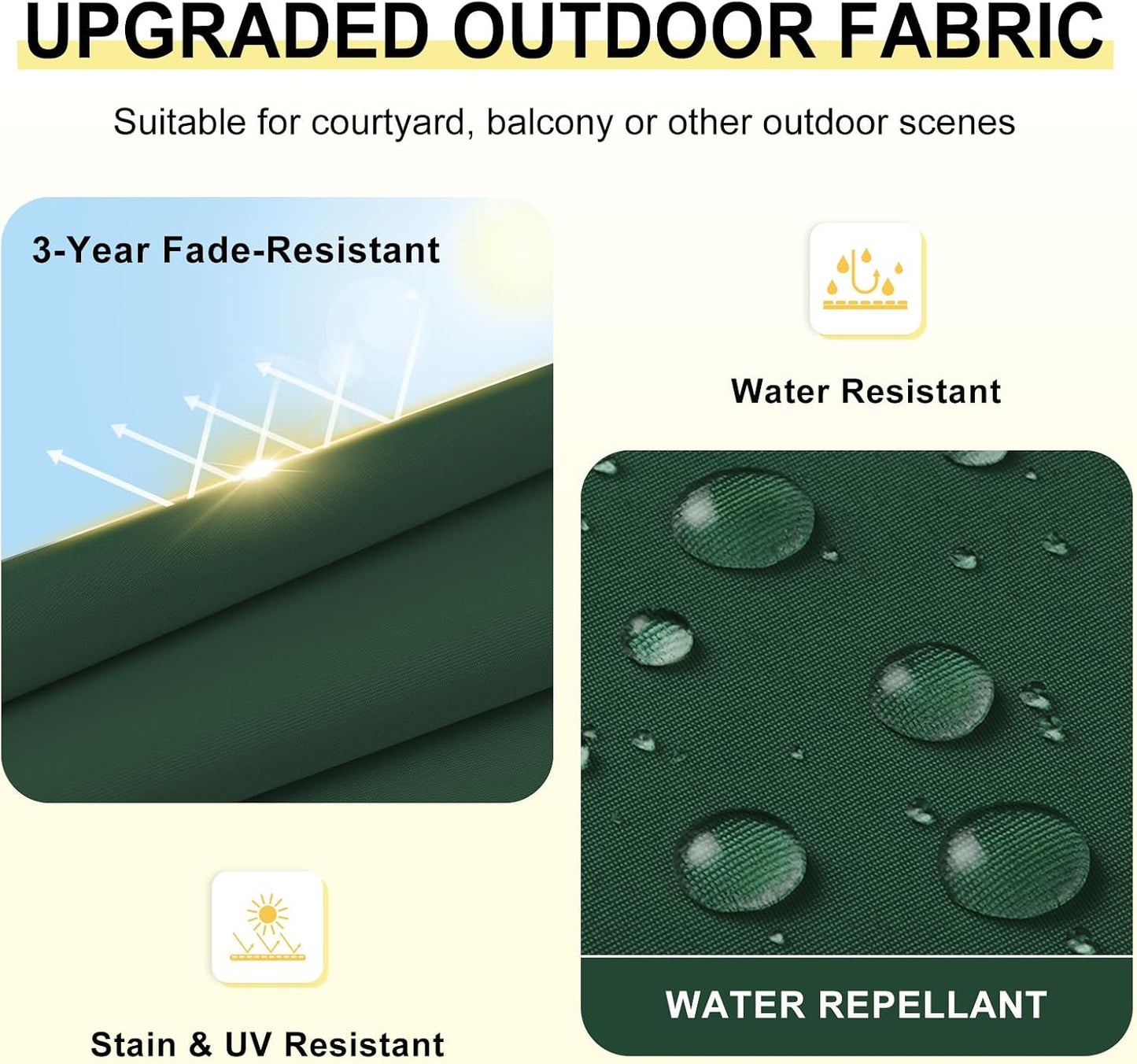 4 Cojines Impermeables para Sillas Exterior 17x16x2" Verde