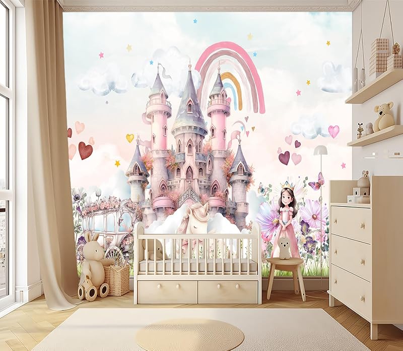 Papel tapiz mural bebé ciudadela rosa 88x59"