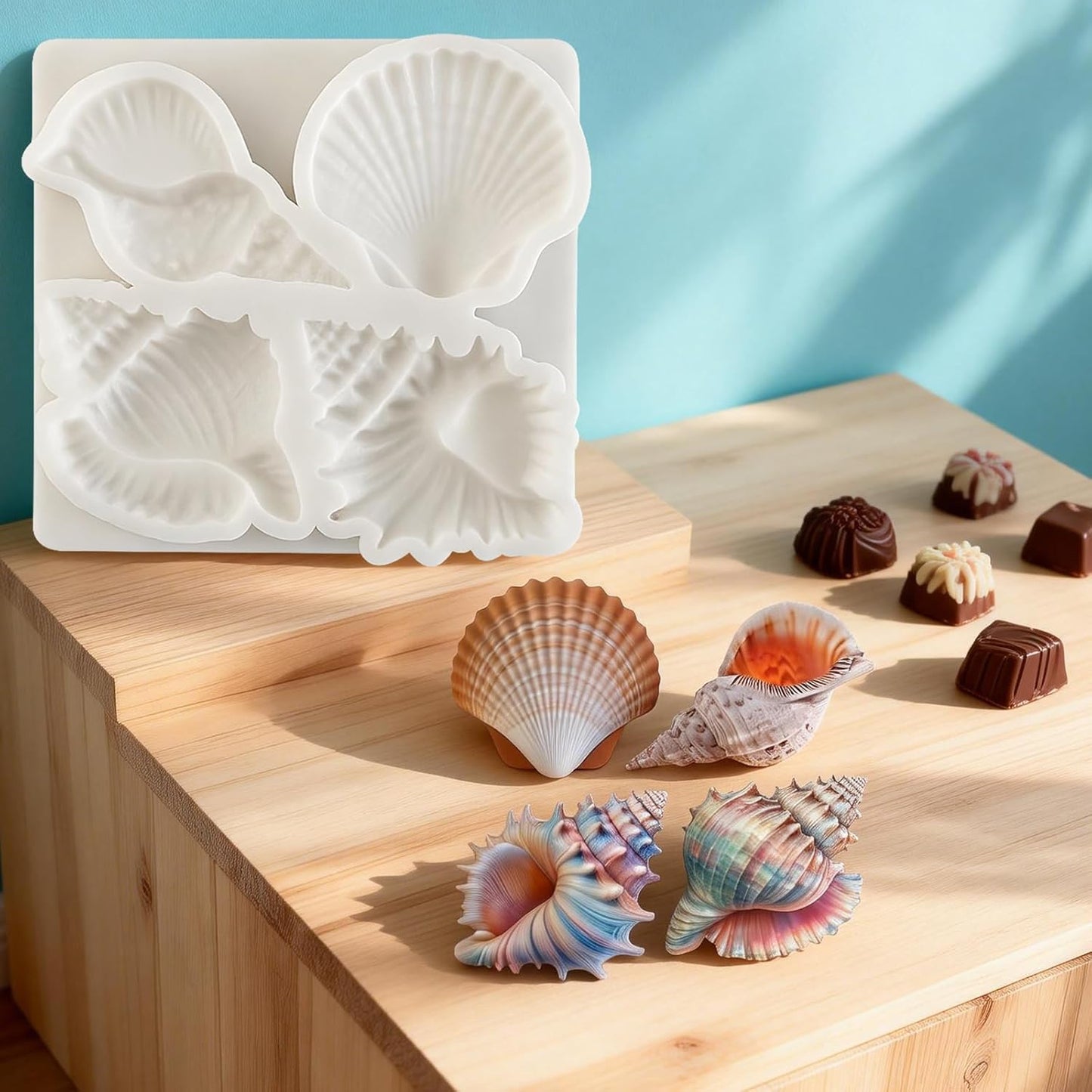 Molde silicona caracolas 3D para fondant cupcakes chocolates