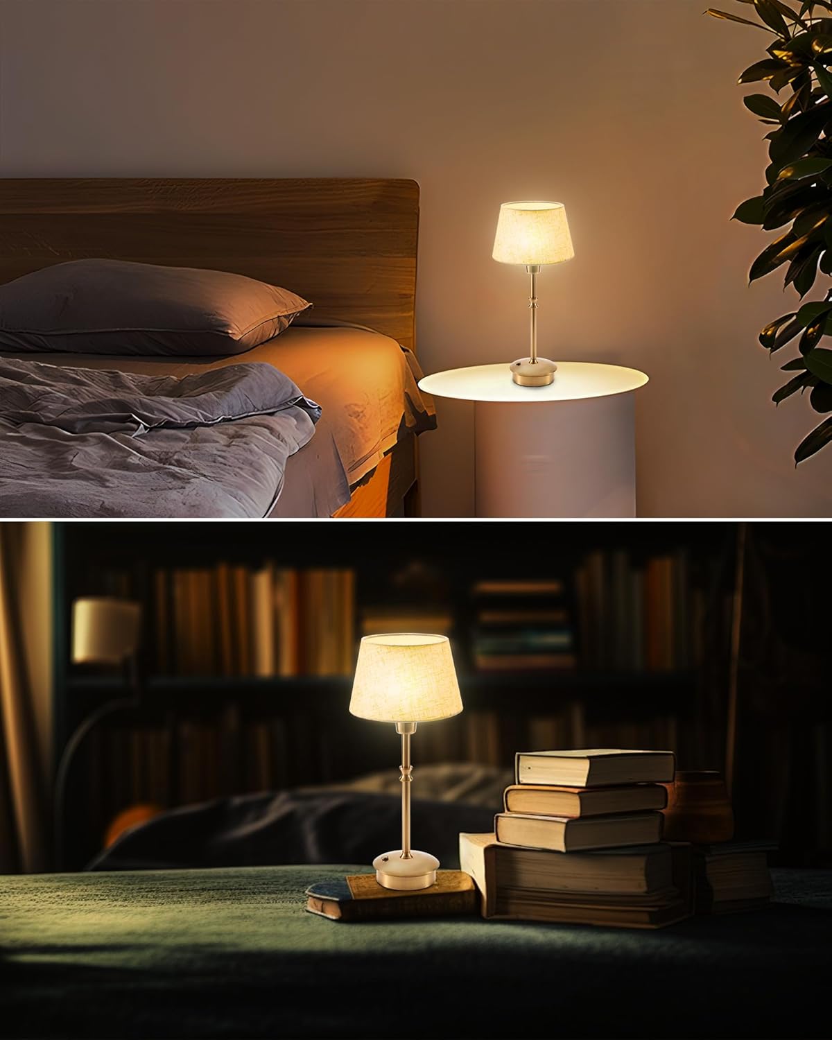 2 Lámparas Mesa Inalámbricas Recargables Luz Acento Beige