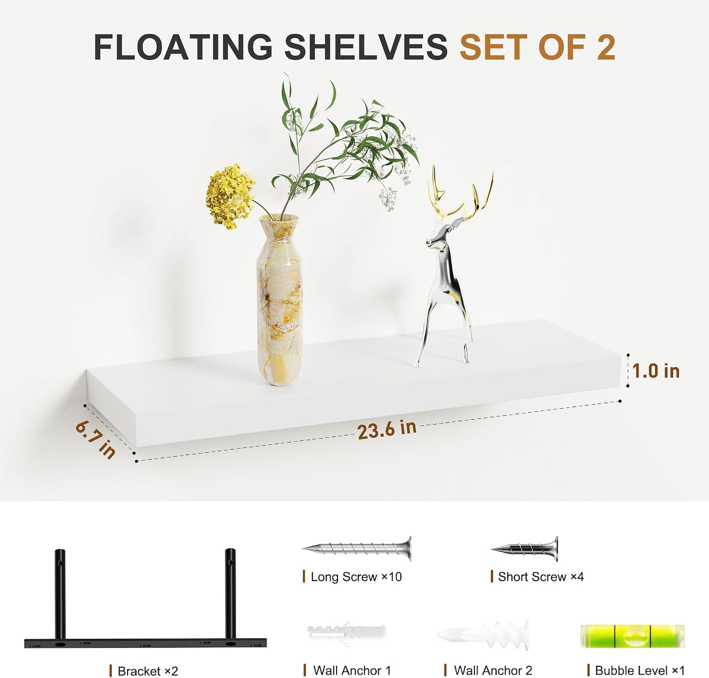 2 Pzas Estantes Flotantes Madera Ingeniería 24"