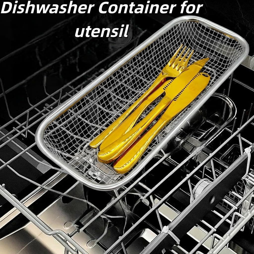 4 Pzas Cestas Lavavajillas Acero Inox Drenaje Utensilios