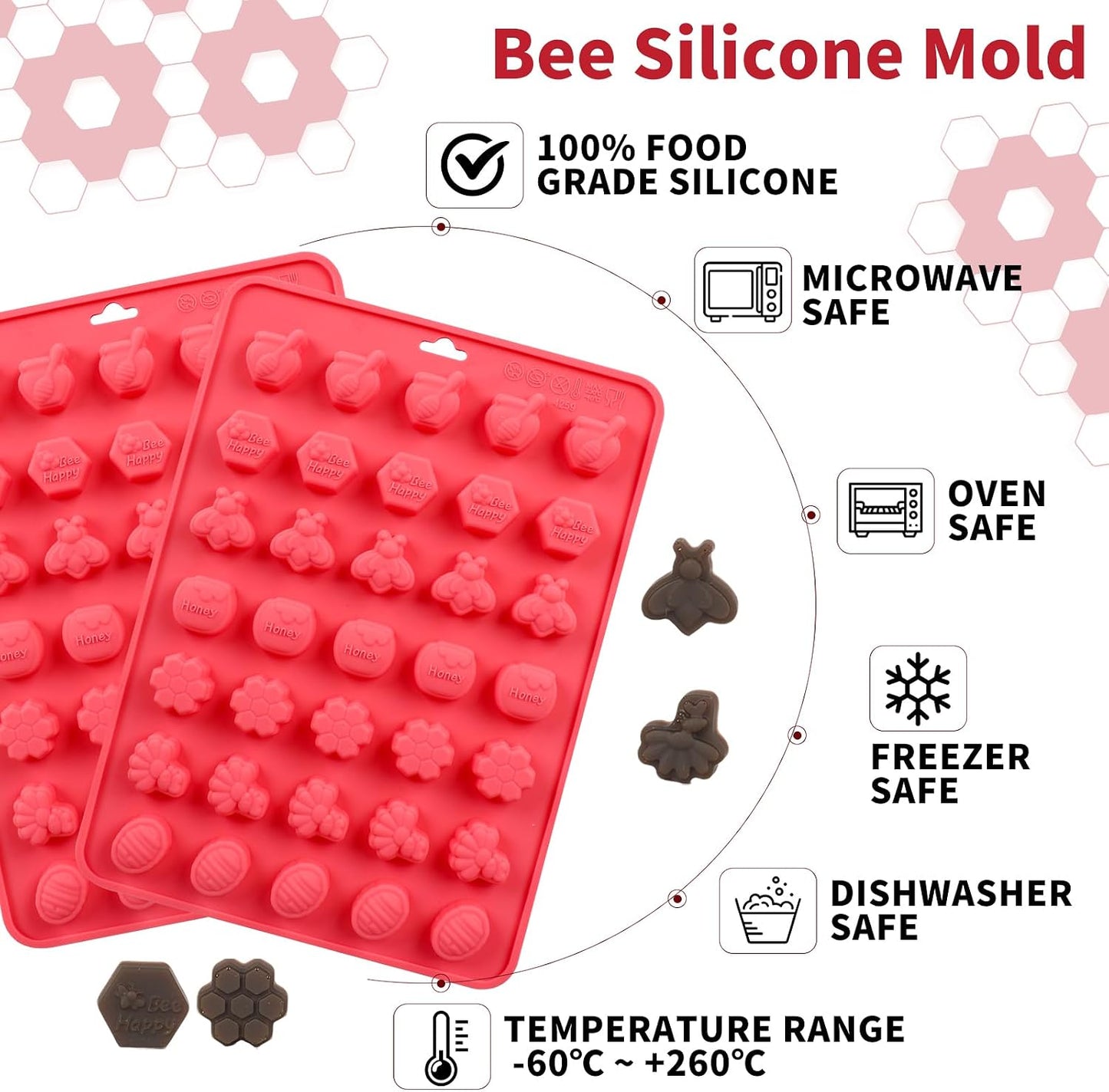 Molde silicona abeja 2 pzas para cupcakes y gomitas