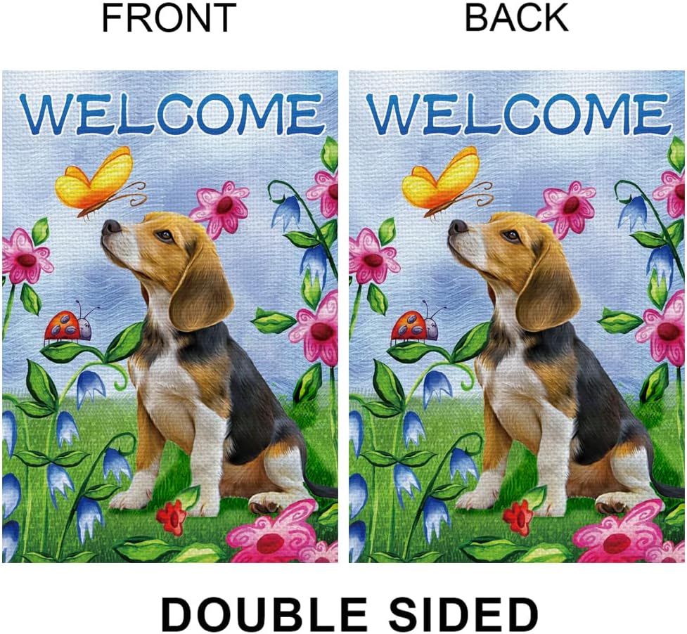 Bandera jardín perro bienvenida doble cara 12.5x18pulg