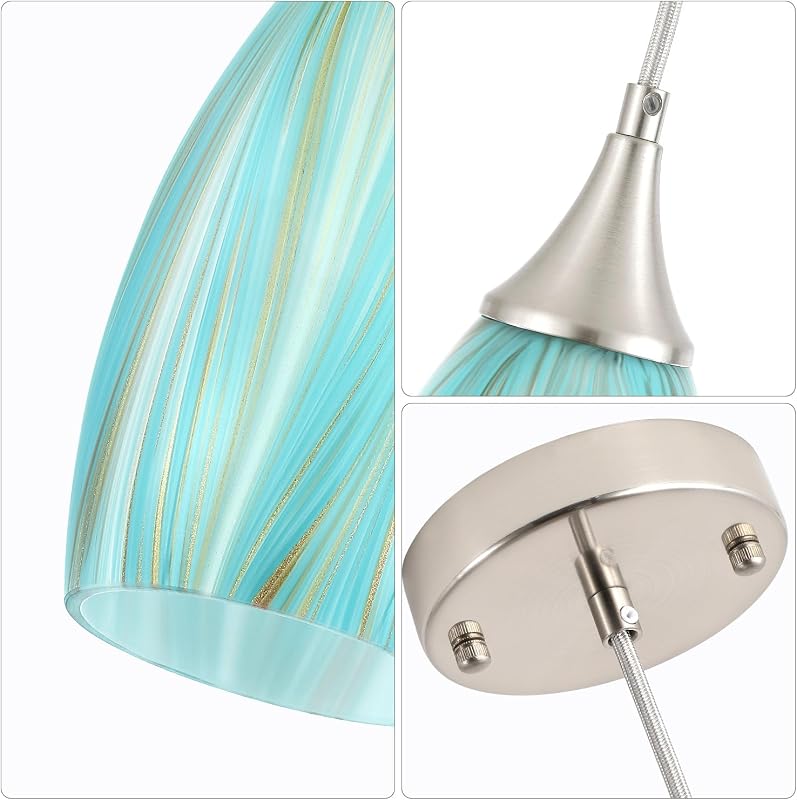 Lámpara colgante Serenity azul cielo para islas cocina