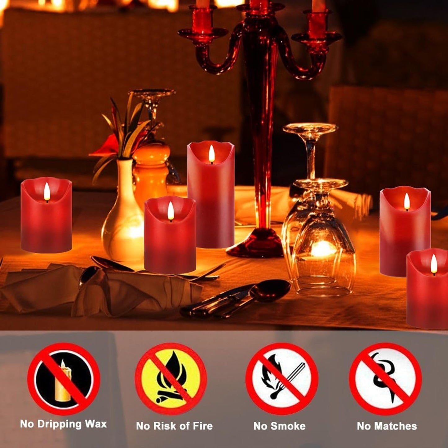 3 Pzas Velas LED Rojas Sin Llama Con Control Remoto