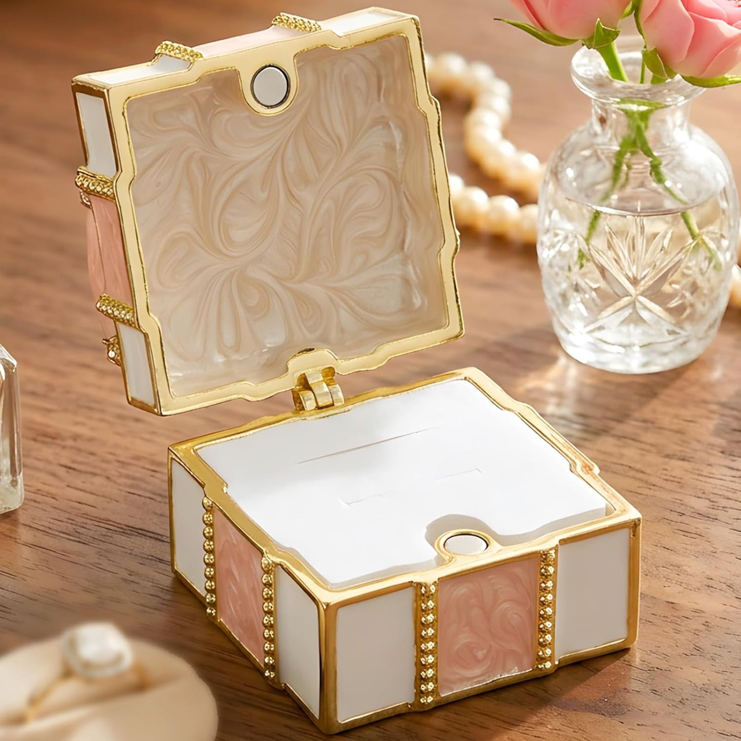 Caja joyería esmaltada con nudo lazo para mujer y niña