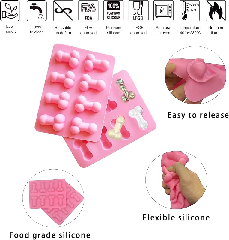 2 Moldes Silicona para Chocolate y Hielo Rosa