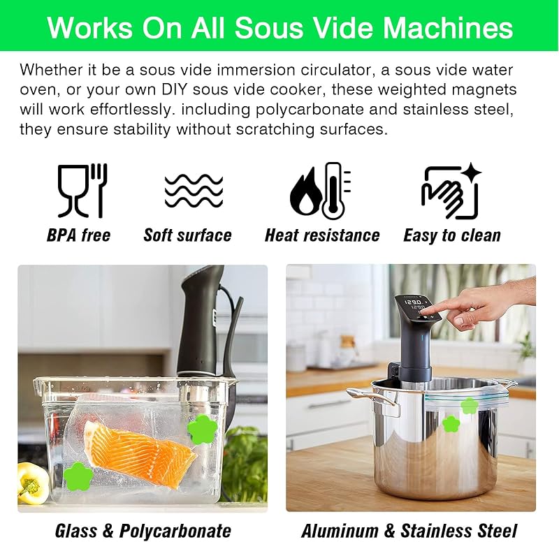 Imanes Sous Vide 12pzas silicona alimenticio naranja verde