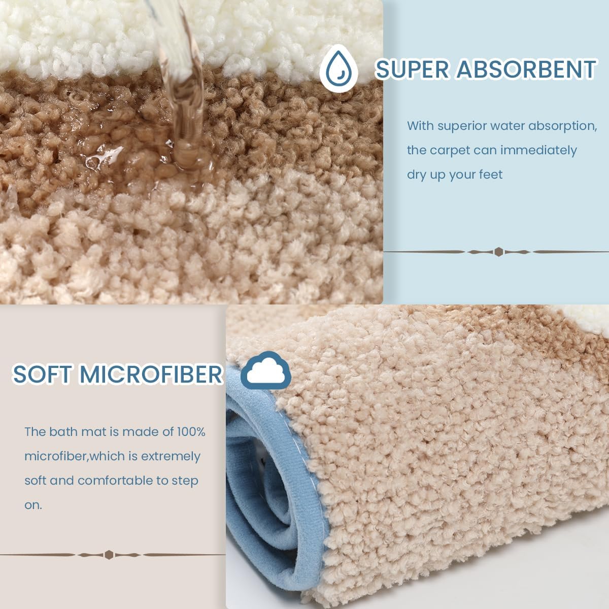 Tapete baño microfibra antiderrap 63x27pulg
