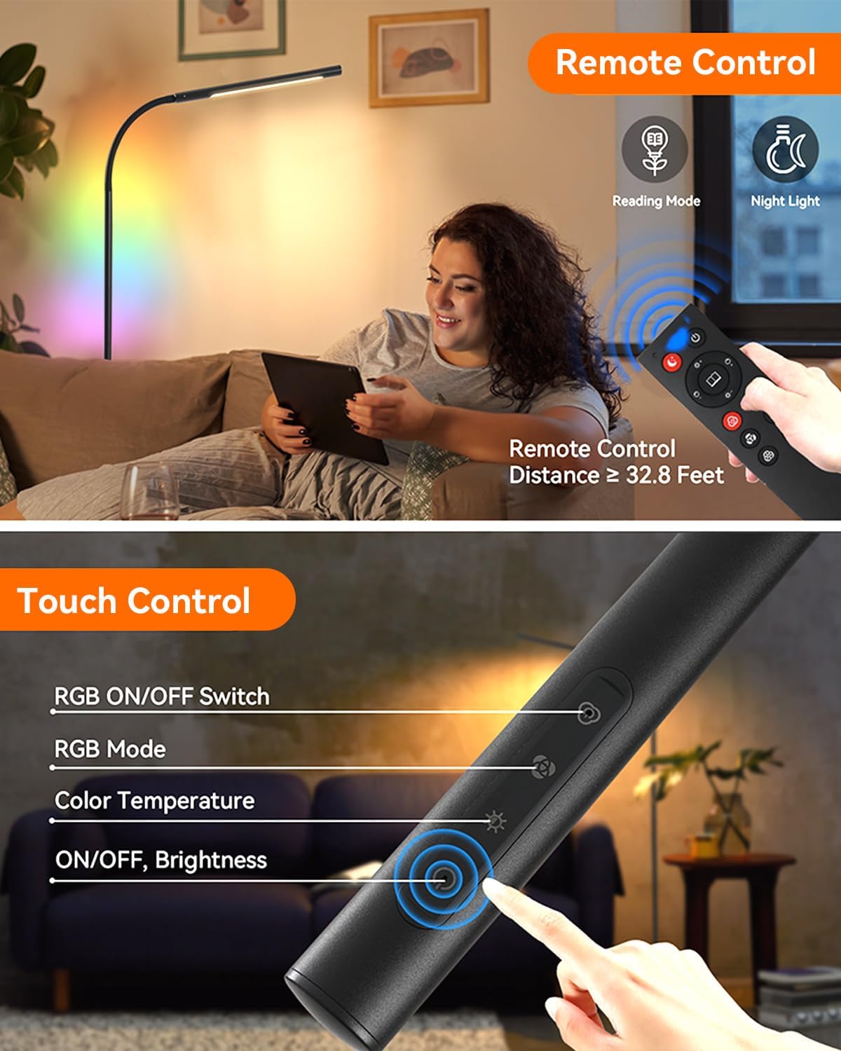 Lámpara RGB LED ajustable con control remoto