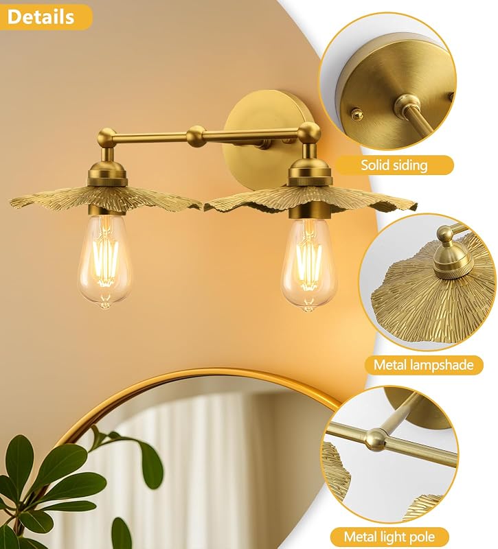 Aplique pared doble metal dorado estilo industrial