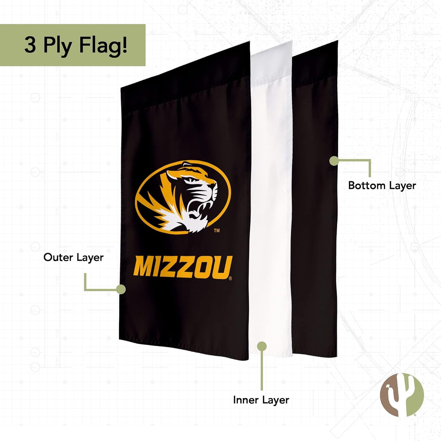 Bandera jardín Missouri Tigers 100% poliéster diseño D