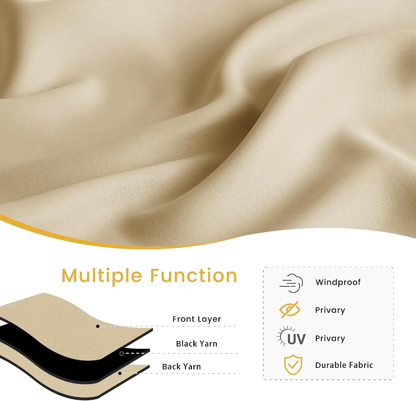 2 Cortinas impermeables patio 52x96" beige biscotti