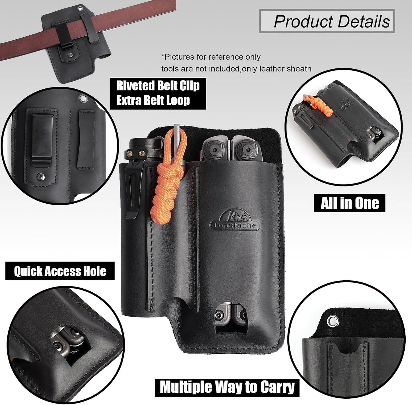 Funda cuero multiherramienta con clip cinturón
