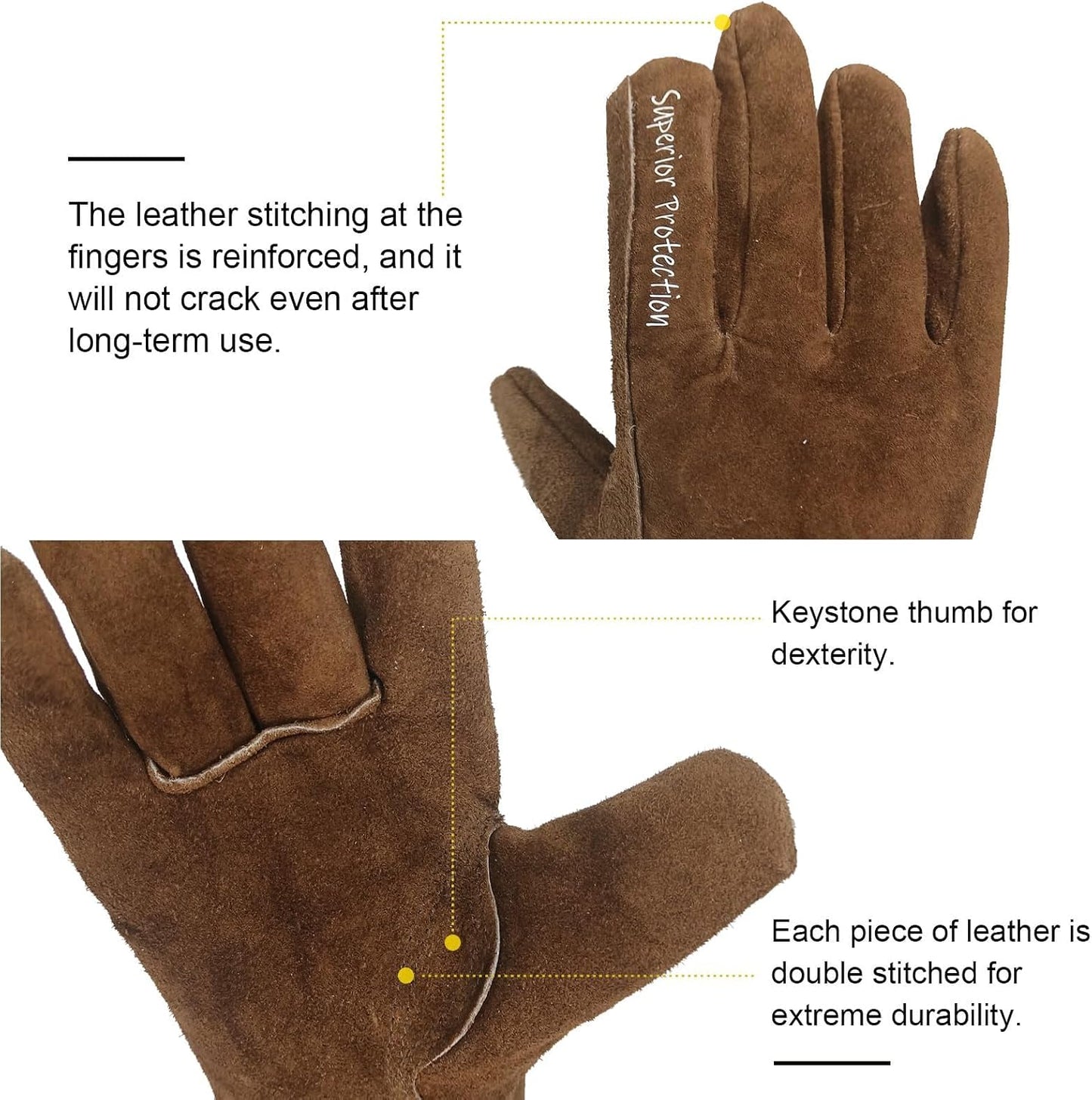 12 Pzas Guantes Cuero Invierno para Trabajo Calor