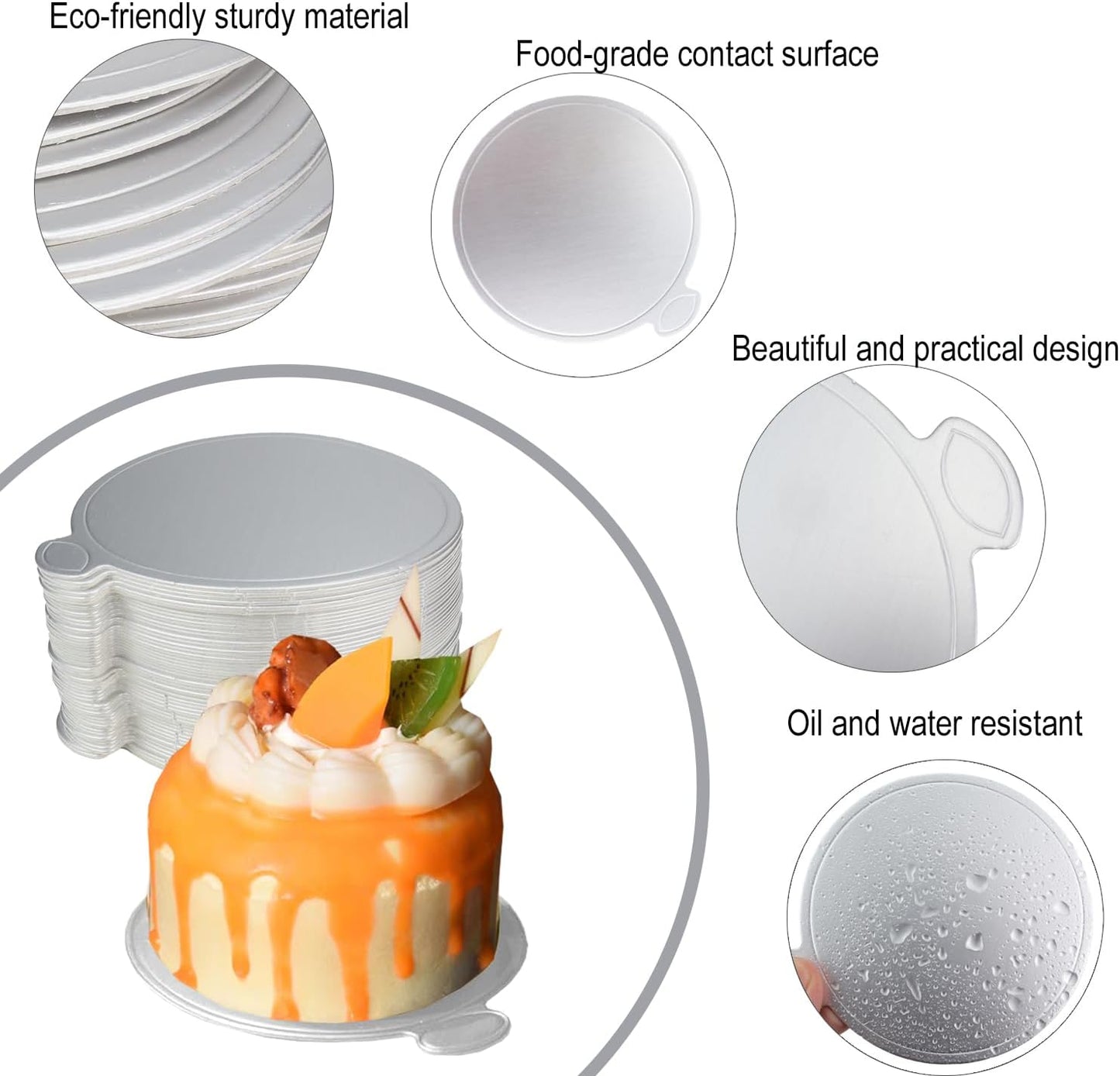100 Tablas Tartas 3.15pulg Base Mousse Plateada Cupcakes