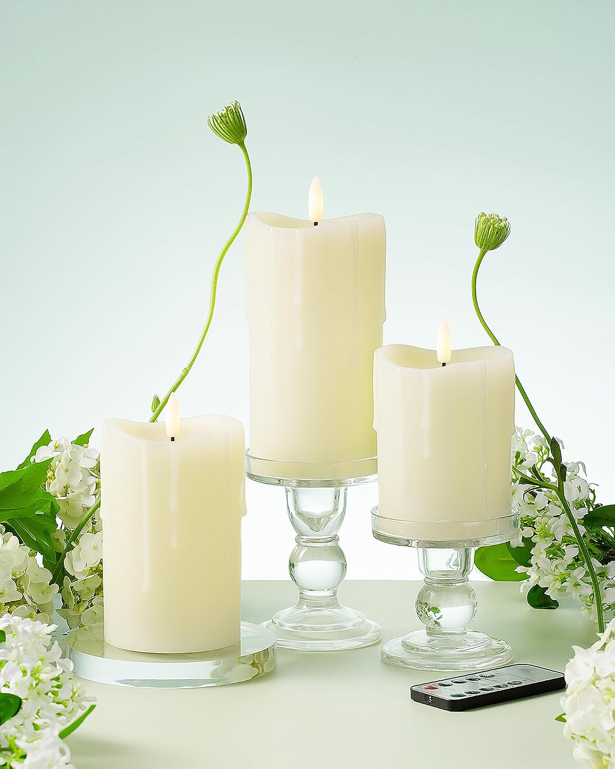 Velas sin llama marfil LED con control remoto y temporizador