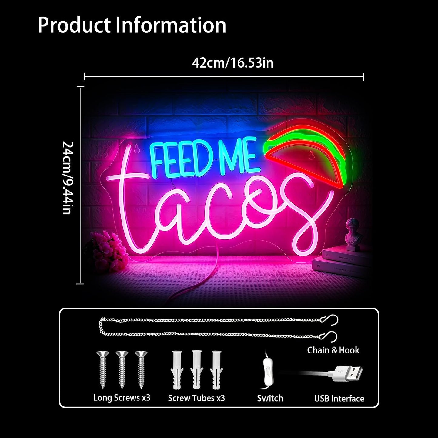 Letrero neón LED para decoración pared fiesta cumpleaños