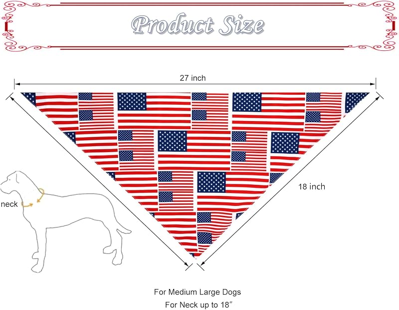 Bandana perro bandera estadounidense 4 de julio triángulo grande
