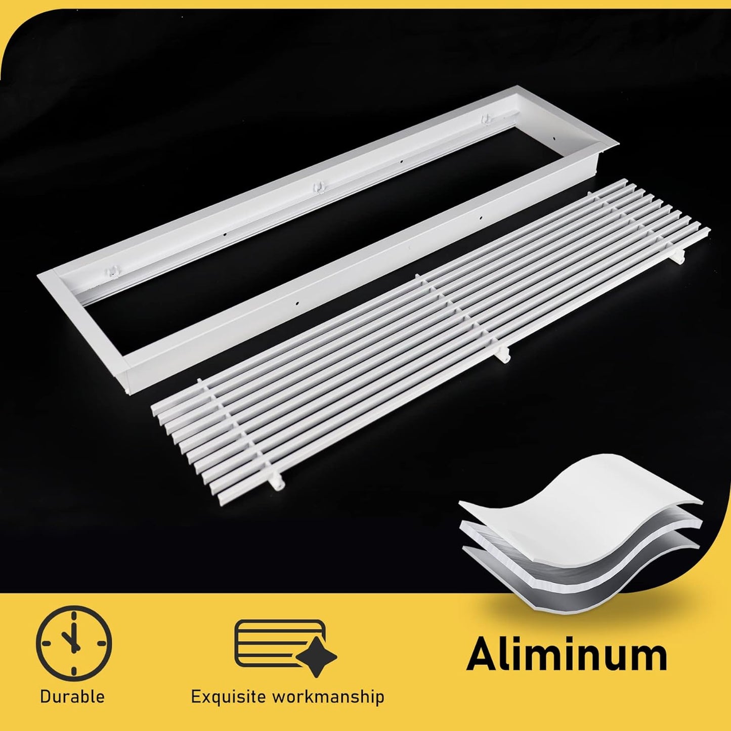 Rejilla aire barra lineal 24x4 pulg aluminio blanco