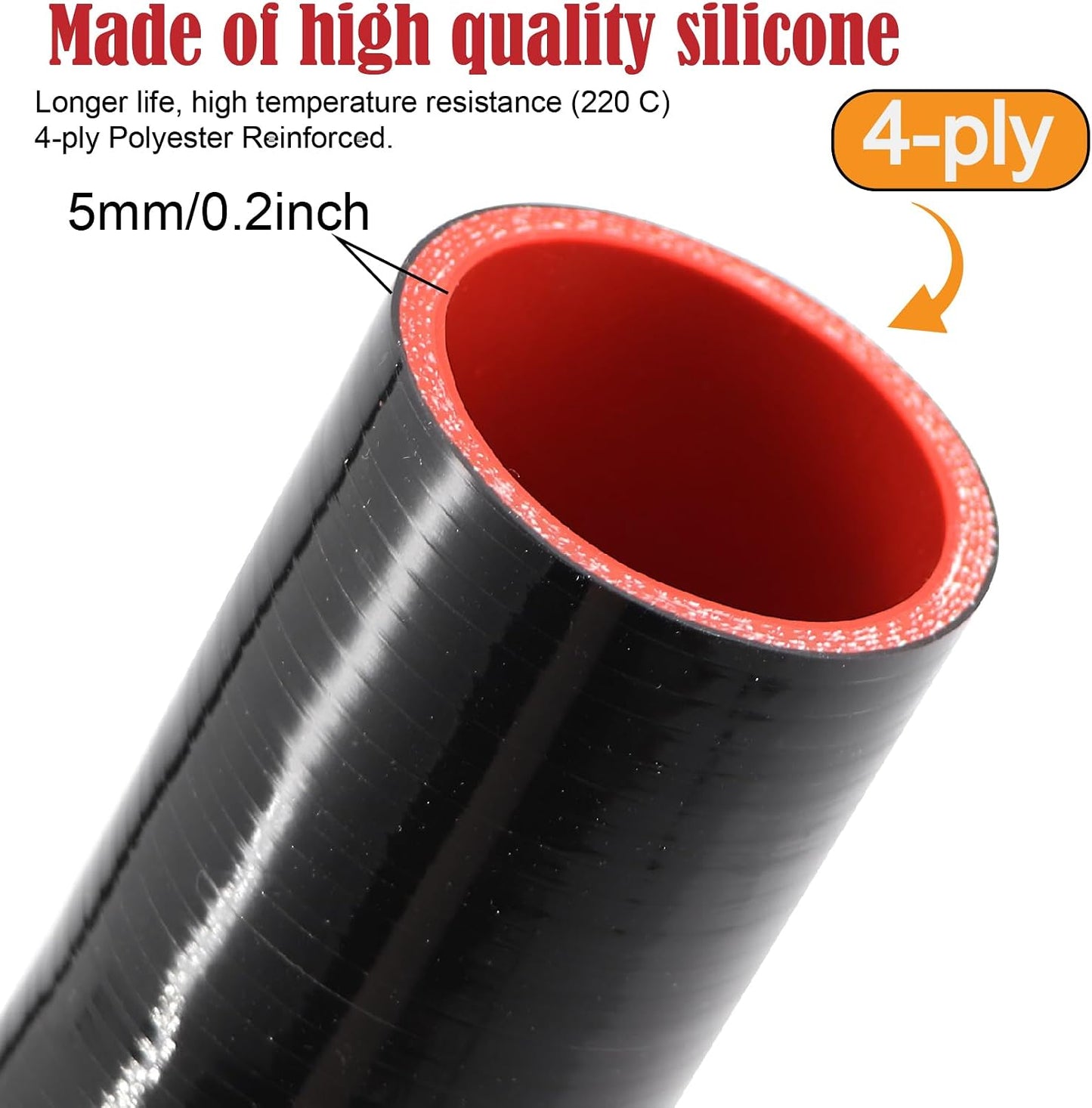 Manguera silicona reductor 2-3" 4 capas abrazaderas T Turbo