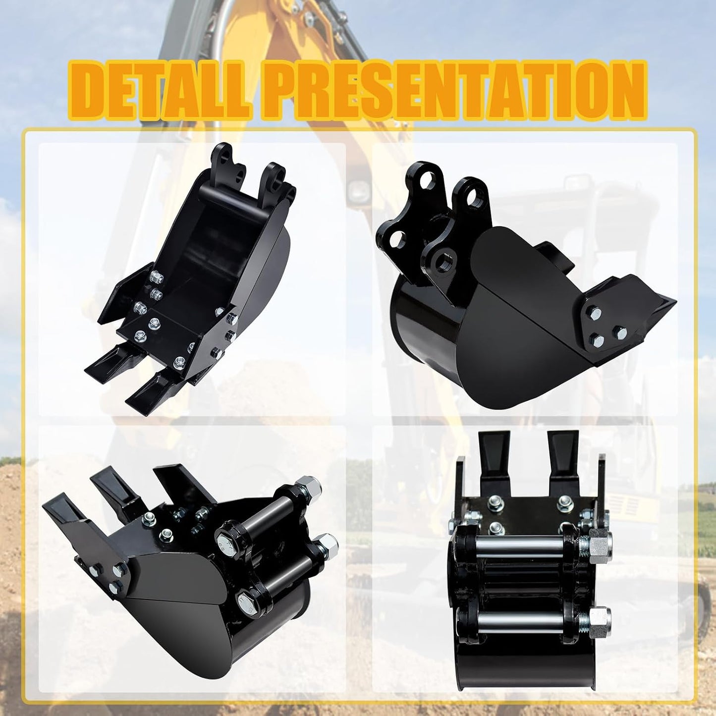 Mini cubo excavadora 7.78pulg diámetro 0.98pulg metal