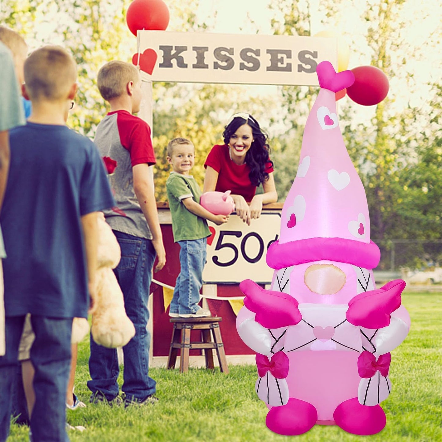 Gnomo rosa inflable 4ft para niñas decoración