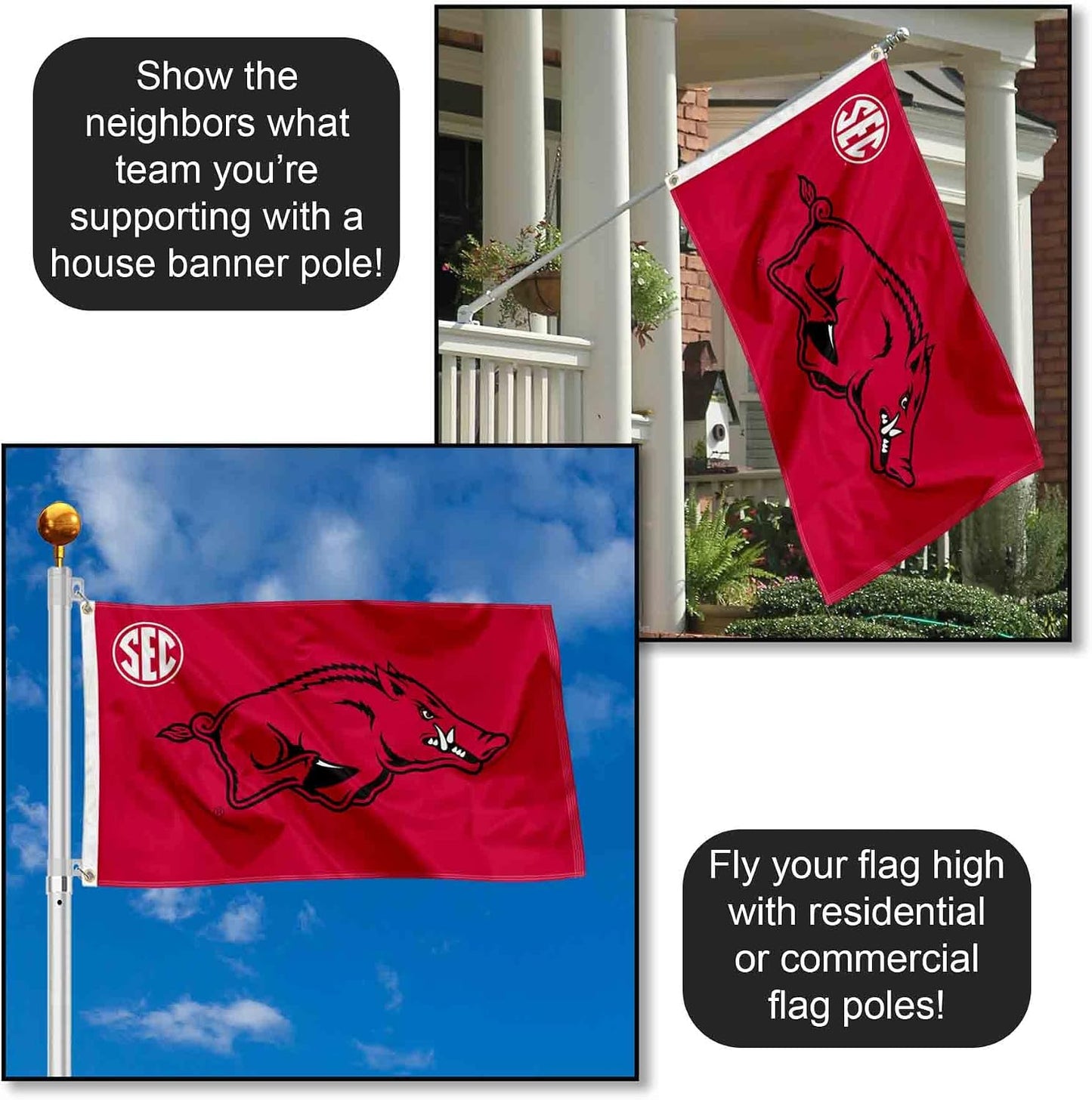 Bandera Arkansas SEC 3x5 para Colgar en Salón o Oficina