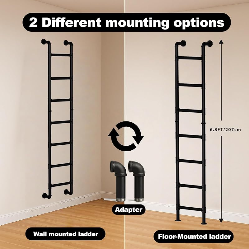 Escalera pared acero 7 ft para ventana ático sótano
