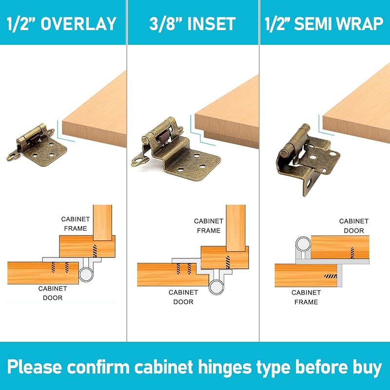 Bisagras puerta gabinete cierre automático latón 1/2" set 20
