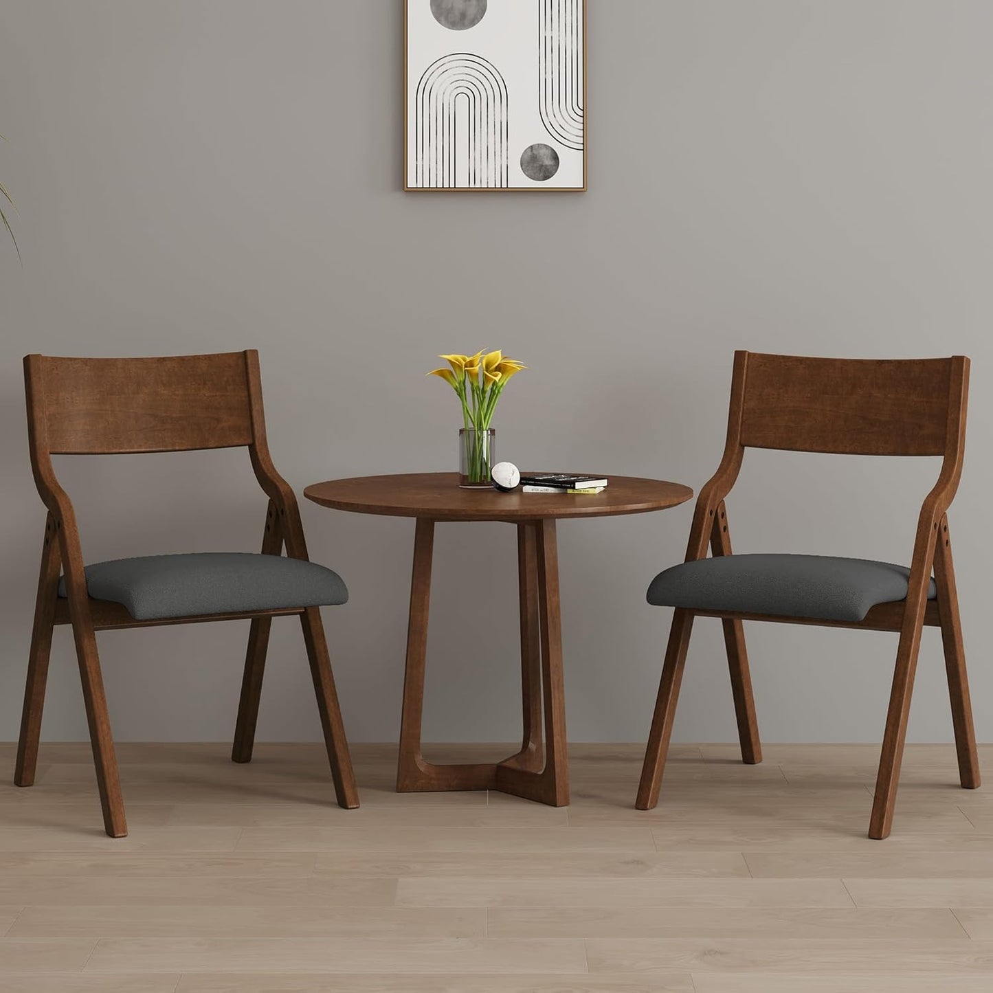 2 Sillas plegables acolchadas madera maciza 18pulg cocina
