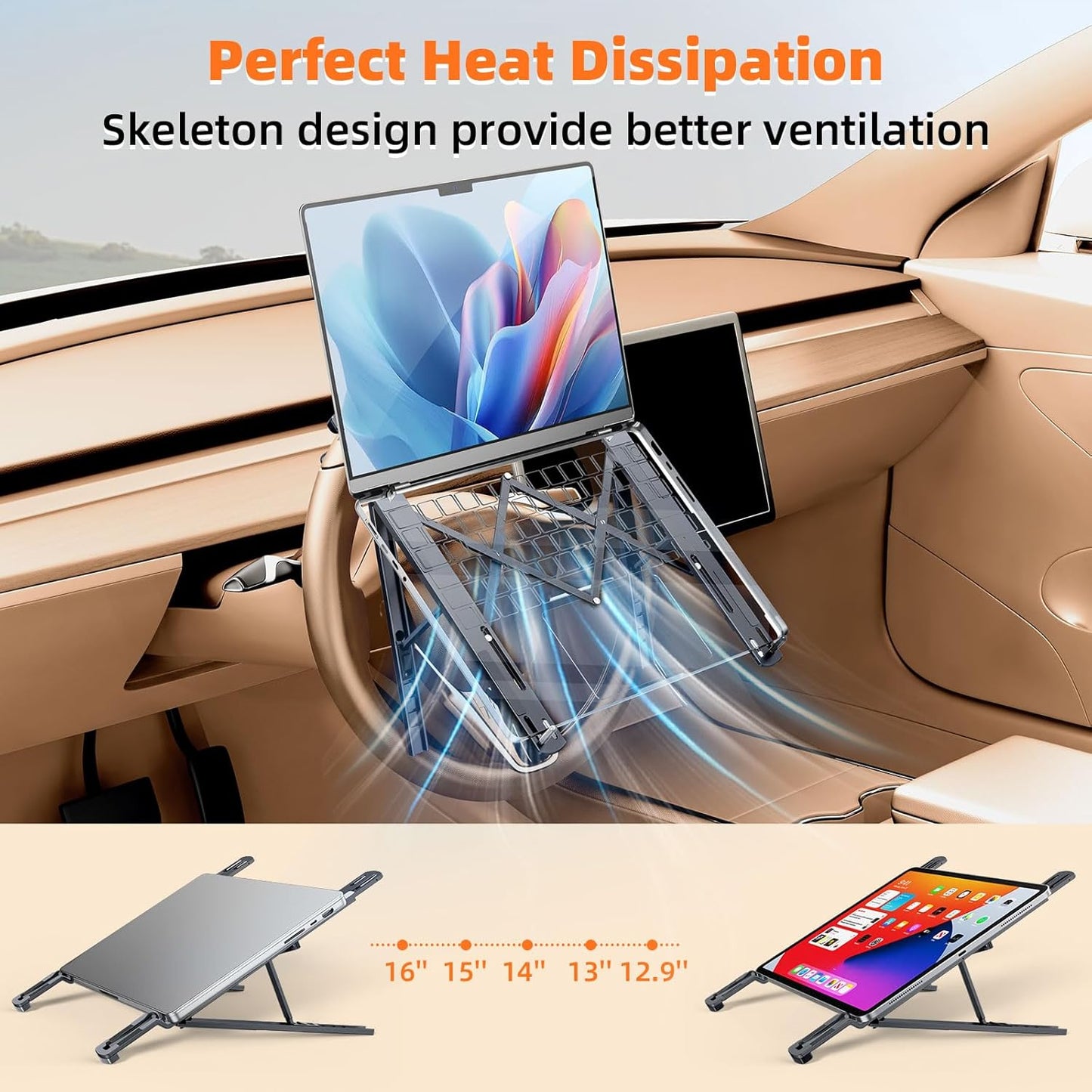 Soporte plegable laptop automóvil ajustable metal