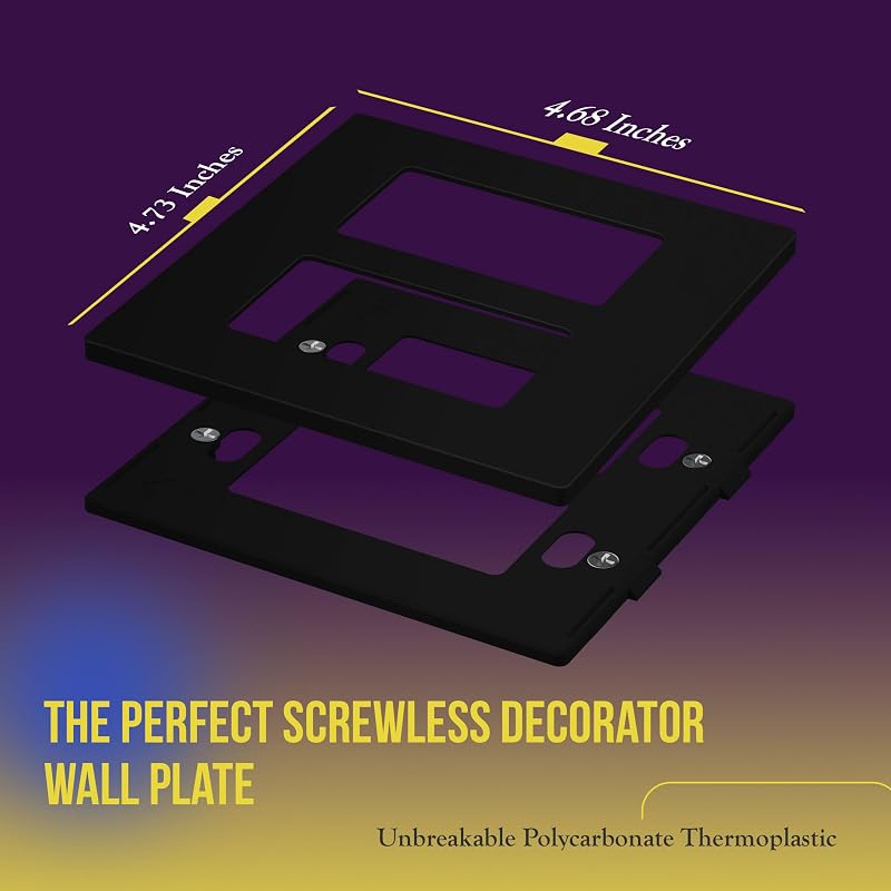 Placa pared decorativa tomacorriente segura niños 4.68x4.73 negra