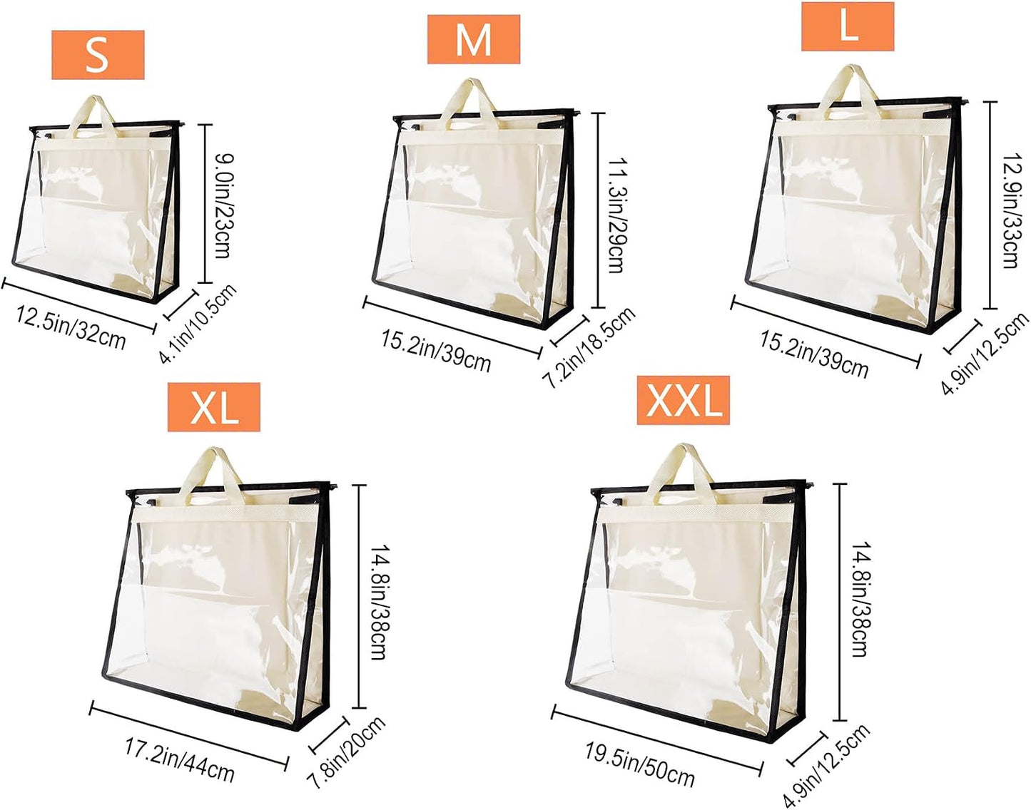 Bolso PVC transparente XXL con cremallera ahorra espacio