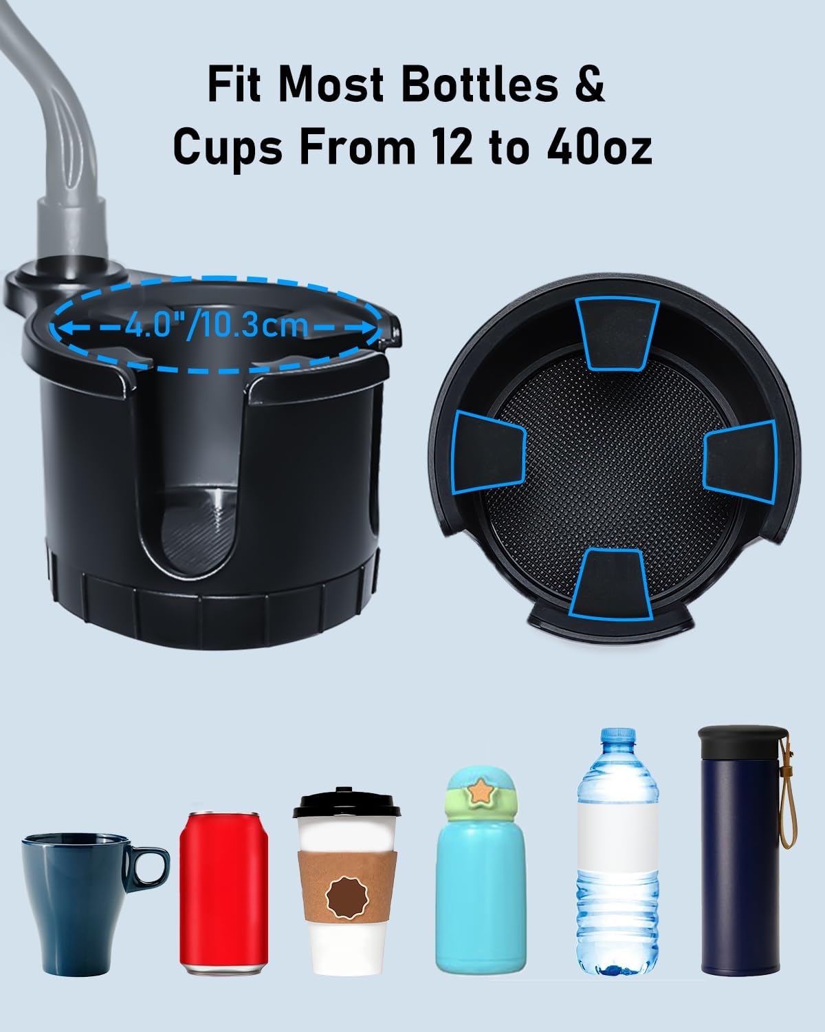 Soporte teléfono 2en1 con portavasos ajustable 360°