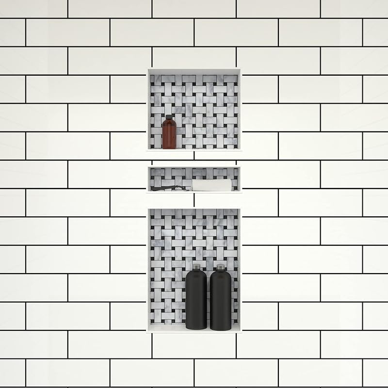 Estante ducha triple empotrado negro 16x40x4"