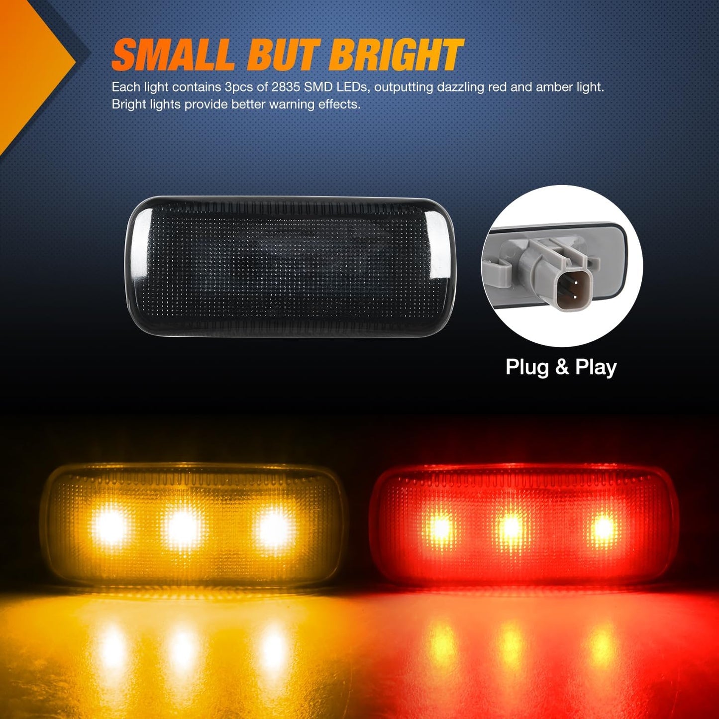 Luces marcador laterales 4unid 3LED rojo ámbar Dodge Ram