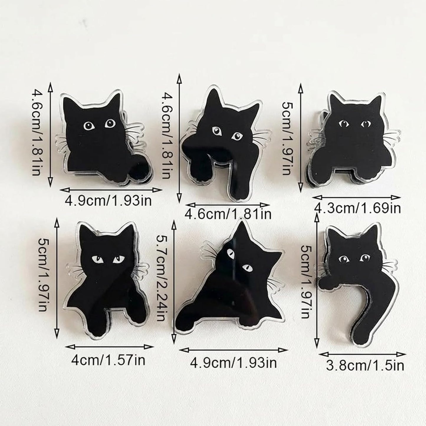 Pack 12 clips magnéticos forma gato para nevera