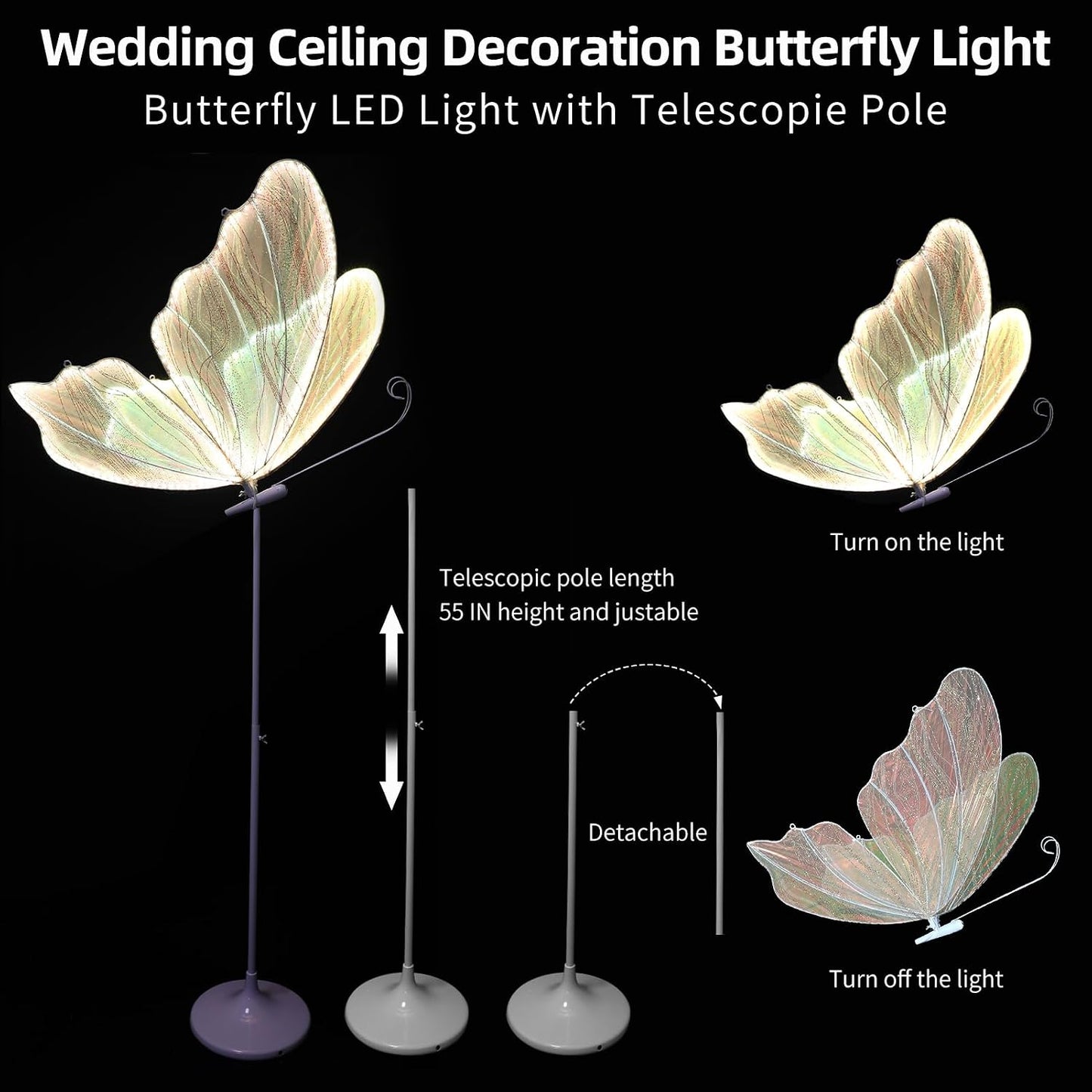 Lámpara de pie mariposa para boda 31.5pulg