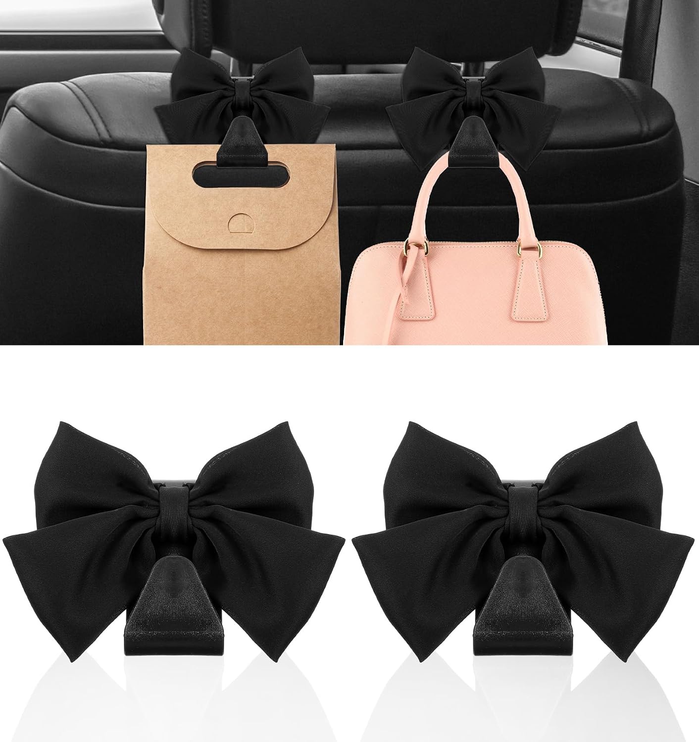 2 Ganchos para Bolso Auto Negro Organizador Interior