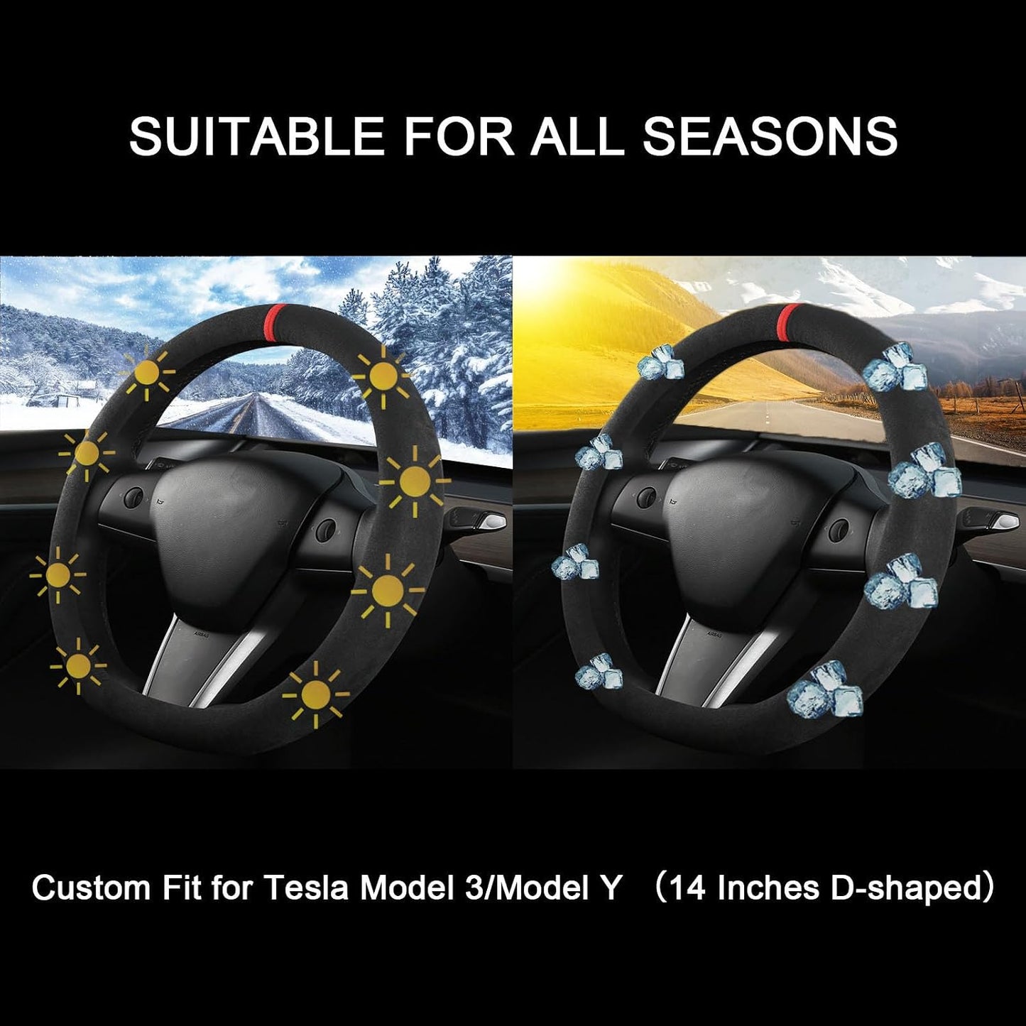 Funda volante gamuza Tesla Modelo 3/Y 14pulg negro